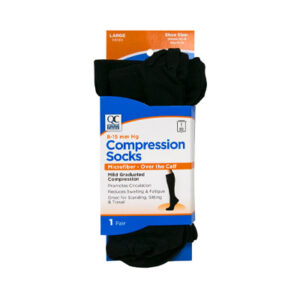Microfiber Compression Black Socks, Large, 1 pr