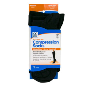 Microfiber Compression Black Socks, Medium, 1 pr