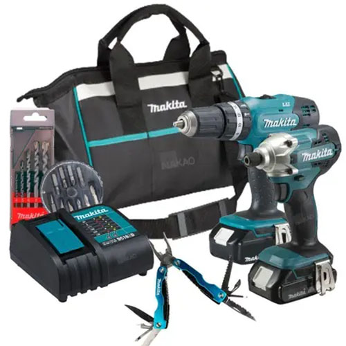 MAKITA DLX2336SYX 18v 2 PC Combo Kit - 1 x DHP453 Hammer Drill/Driver, 1 x DTD156 Impact Driver,  1 x Standard Charger, 2 x 1.5ah 18V Batteries + Cloth Bag