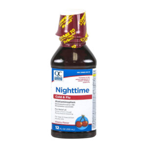 Nighttime, Cold & Flu Cherry Acetaminophen Liquid  (8oz) QC .. Cmp to VICKS®