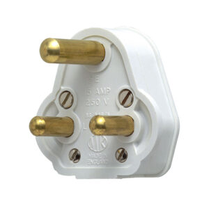 3-Pin Round Mains Plug 15A White BS546 PRO ELEC