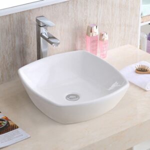 Square Porcelain Vessel Sink (16 1/2" x 16 1/2" x 5 1/4")